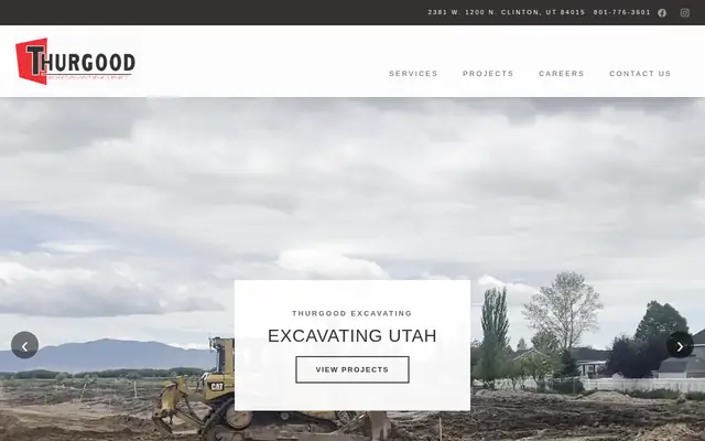 Screenshot of the Thurgood Excavating, Inc. homepage as it appeared on 2026-08-30, captured at desktop width.