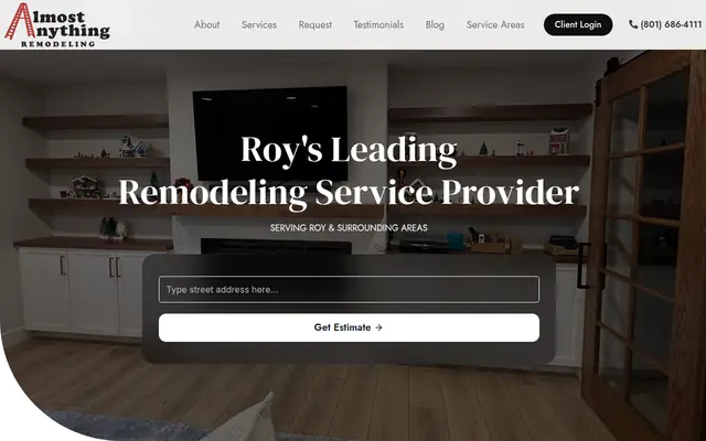 Screenshot of the Almost Anything Remodeling homepage as it appeared on 2026-08-30, captured at desktop width.