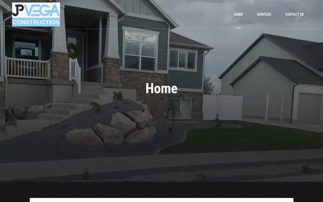 Screenshot of the JP Vega Construction & Landscaping homepage as it appeared on 2026-08-30, captured at desktop width.
